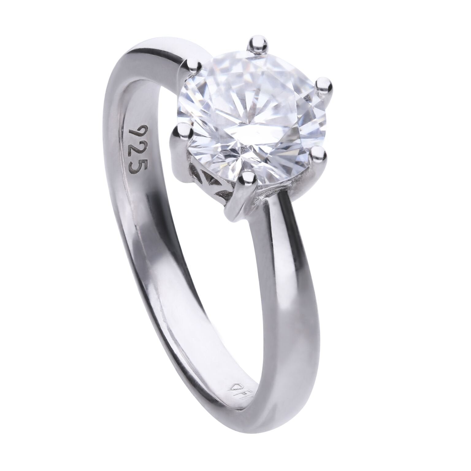 SILV ZIRC DIAMONFIRE 2.00CT SOLITAIRE RING