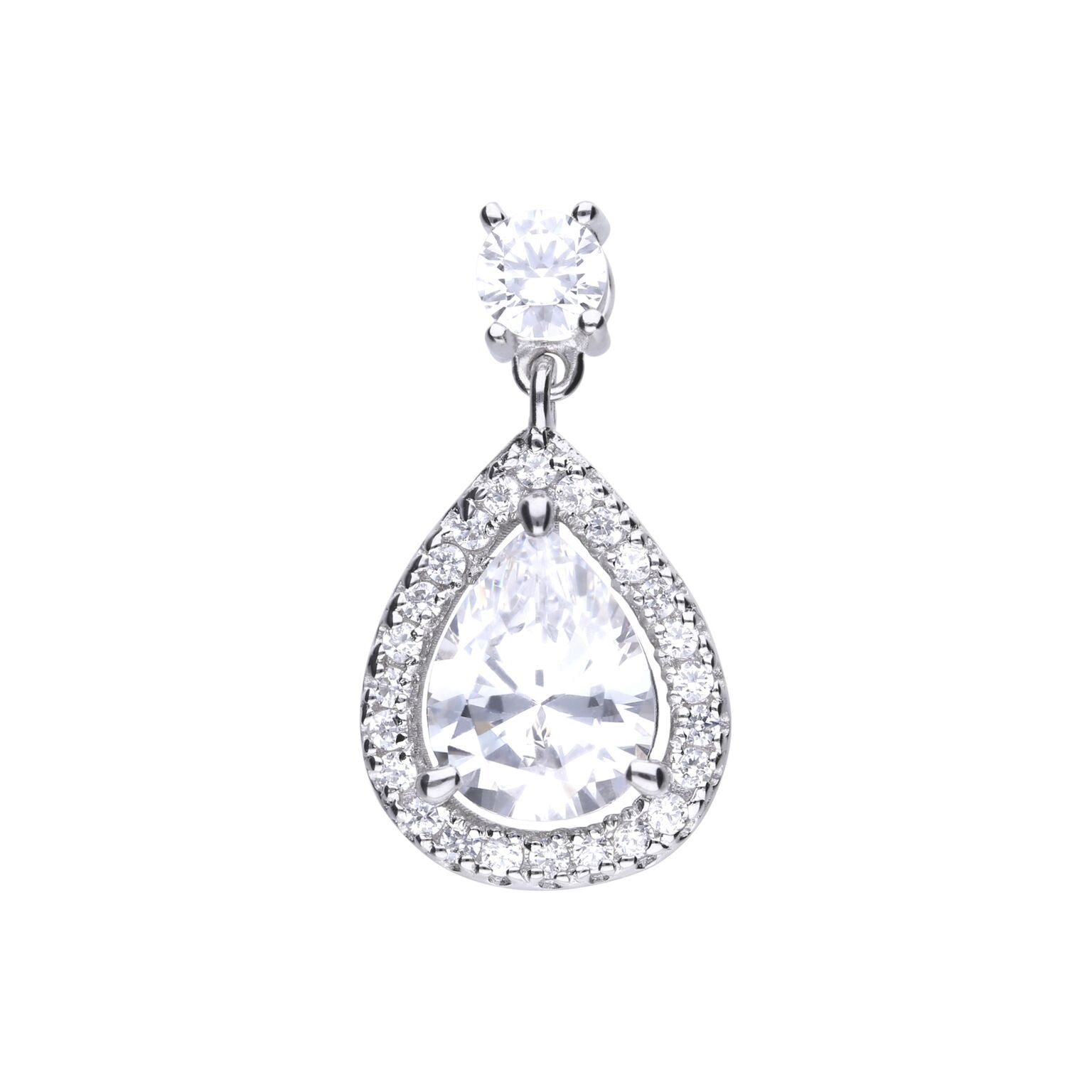 SILV ZIRC DIAMONFIRE TEARDROP PAVE PENDANT