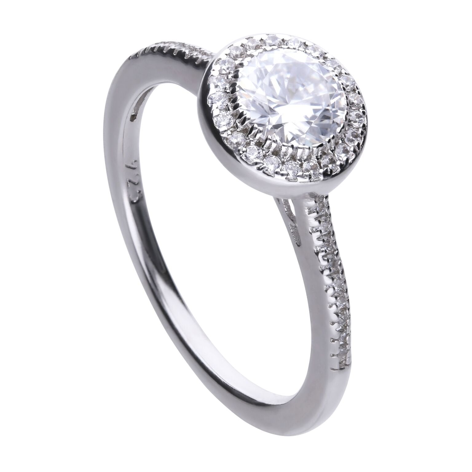 SILV ZIRC DIAMONFIRE RND CUT PAVE & SHLDRS
