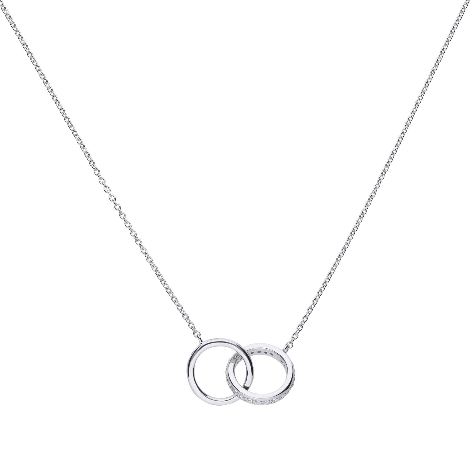 SILV ZIRC DIAMONFIRE DBLE CIRCLE PAVE PENDANT