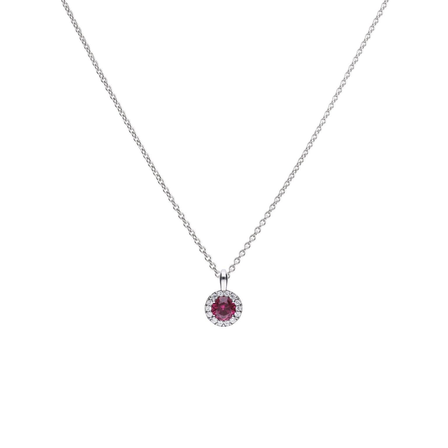 SILV ZIRC DIAMONFIRE RED HALO CZ PENDANT