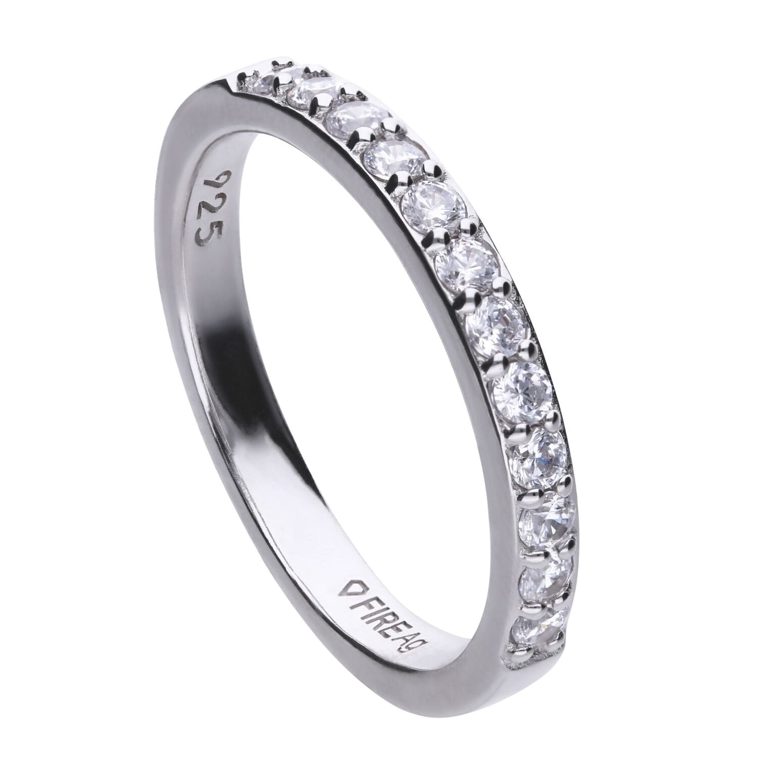 SILV ZIRC DIAMONFIRE CLAW SET SLIM 1/2 ET RING