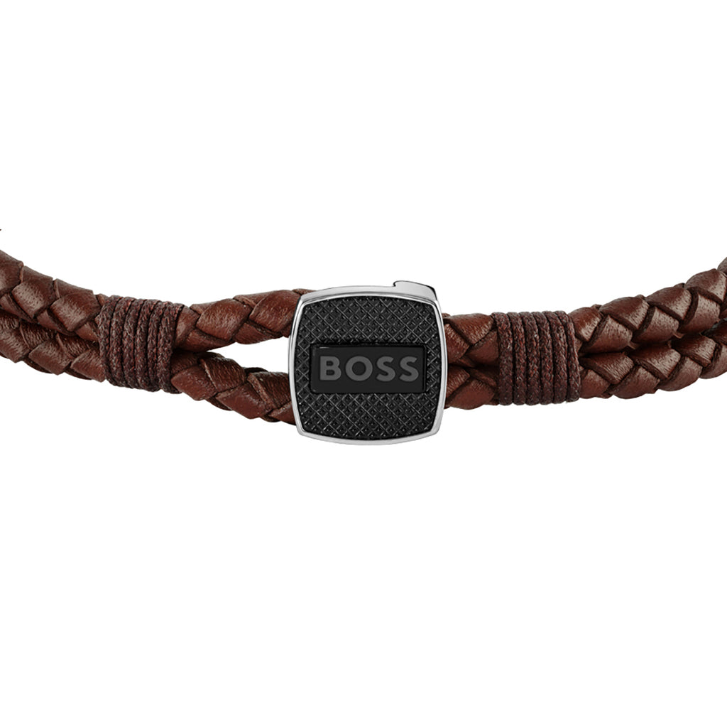 GNTS BRWN 2 ROW LEATHER BOSS BLET
