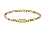 GNTS STEEL GOLD COLOUR BEV EDGE CURB BOSS BRACELET