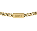 GNTS STEEL GOLD COLOUR BEV EDGE CURB BOSS BRACELET