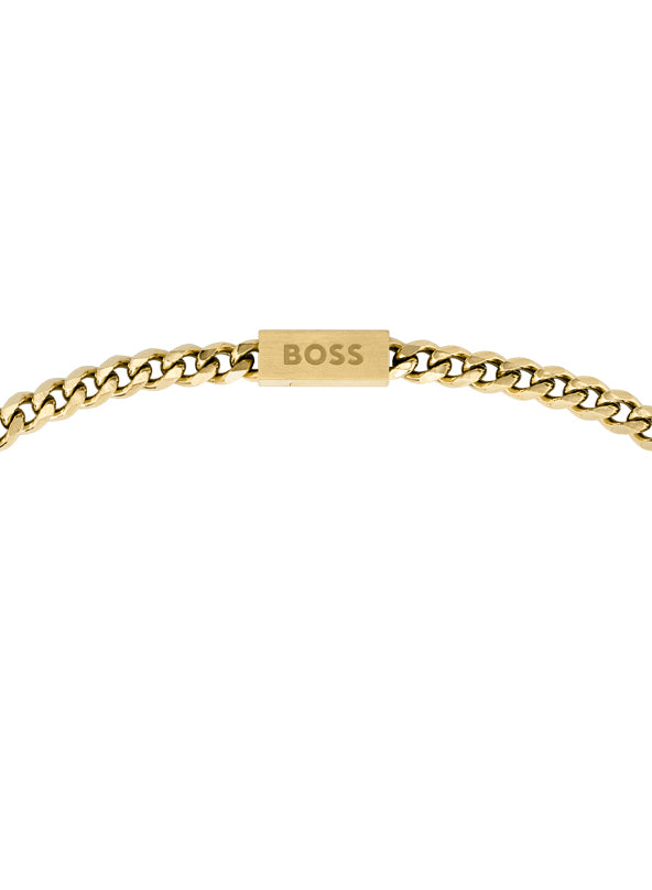 GNTS STEEL GOLD TONE BEV EDGE CURB BOSS CHAIN