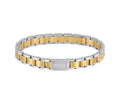 GNTS STEEL & GOLD TONE SATIN CENTRE BOSS BRACELET