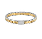 GNTS STEEL & GOLD TONE SATIN CENTRE BOSS BRACELET