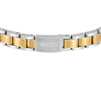 GNTS STEEL & GOLD TONE SATIN CENTRE BOSS BRACELET