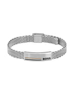 GNTS STEEL BOSS ID CLASP WIDE MESH BRACELET