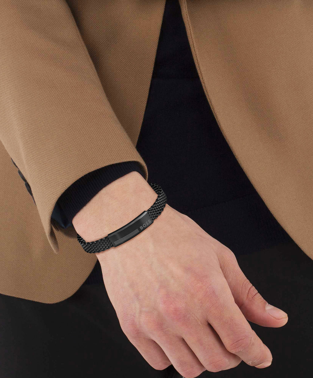 GNTS BLK PVD SS BOSS ID CLASP WIDE MESH BLET