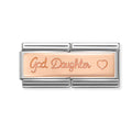 NOM ROSE GOLD GOD DAUGHTER HEART DOUBLE ENGRVD