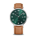 GNTS BERING TITANIUM RND GREEN DL. AF TAN STRAP WATCH