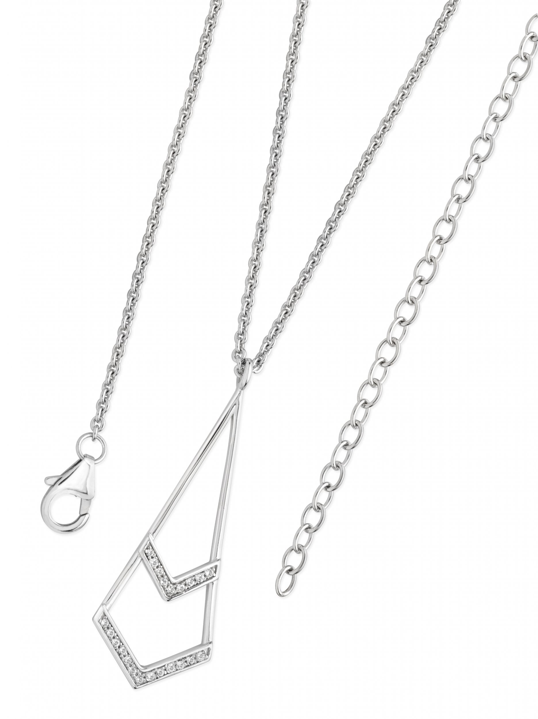 SILV LDS CZ ART DECO DROP PENDANT