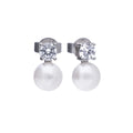 SILV ZIRC DIAMONFIRE SHELL PEARL EARRINGS