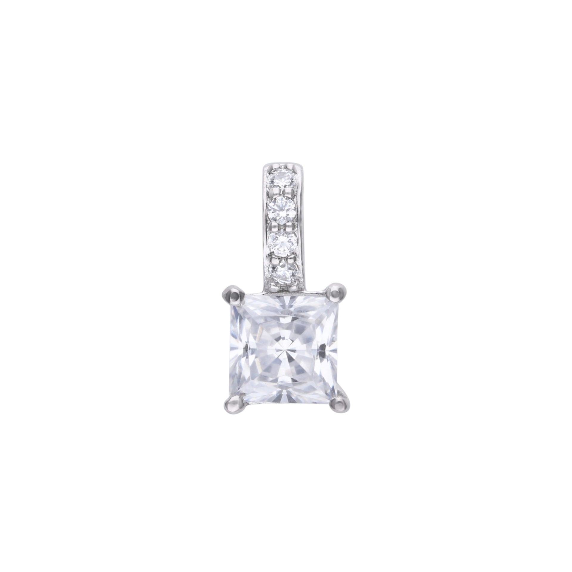 SILV ZIRC DIAMONFIRE PRINCESS CUT PAVE BALE PENDANT