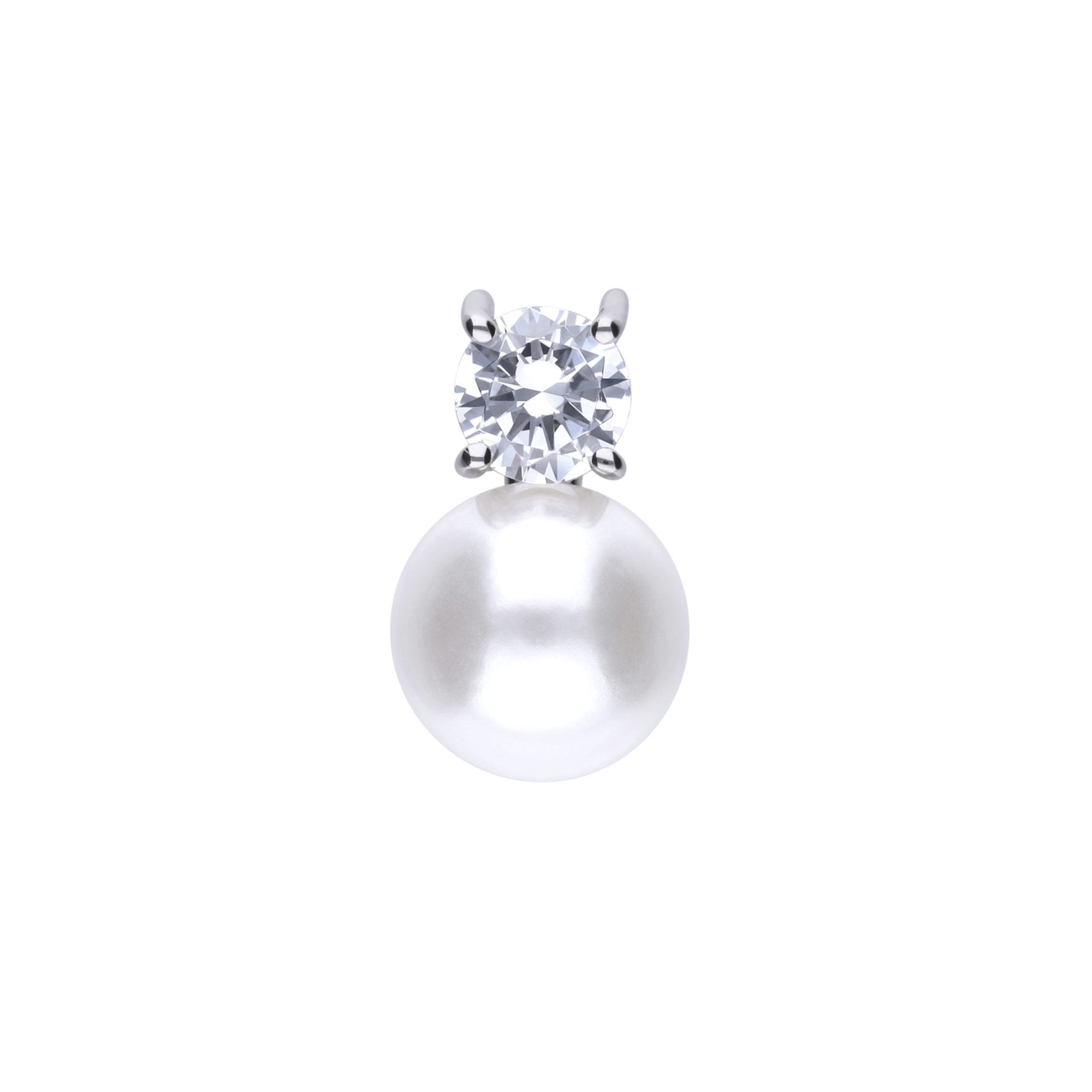 SILV ZIRC DIAMONFIRE SHELL WHT PEARL PENDANT