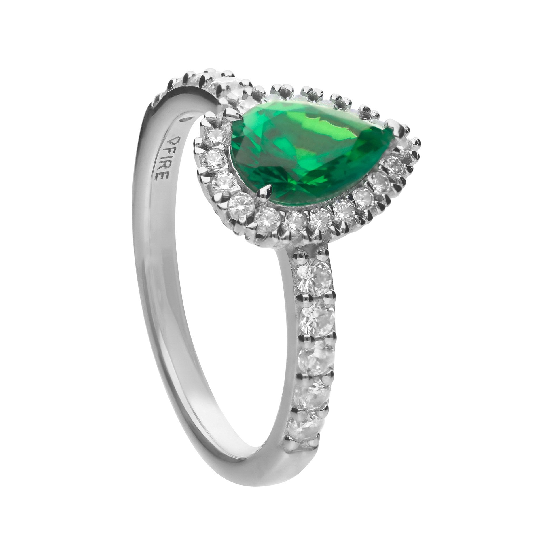 SILV ZIRC DIAMONFIRE GREEN PENDELOQUE WHT PAVE SURROUND
