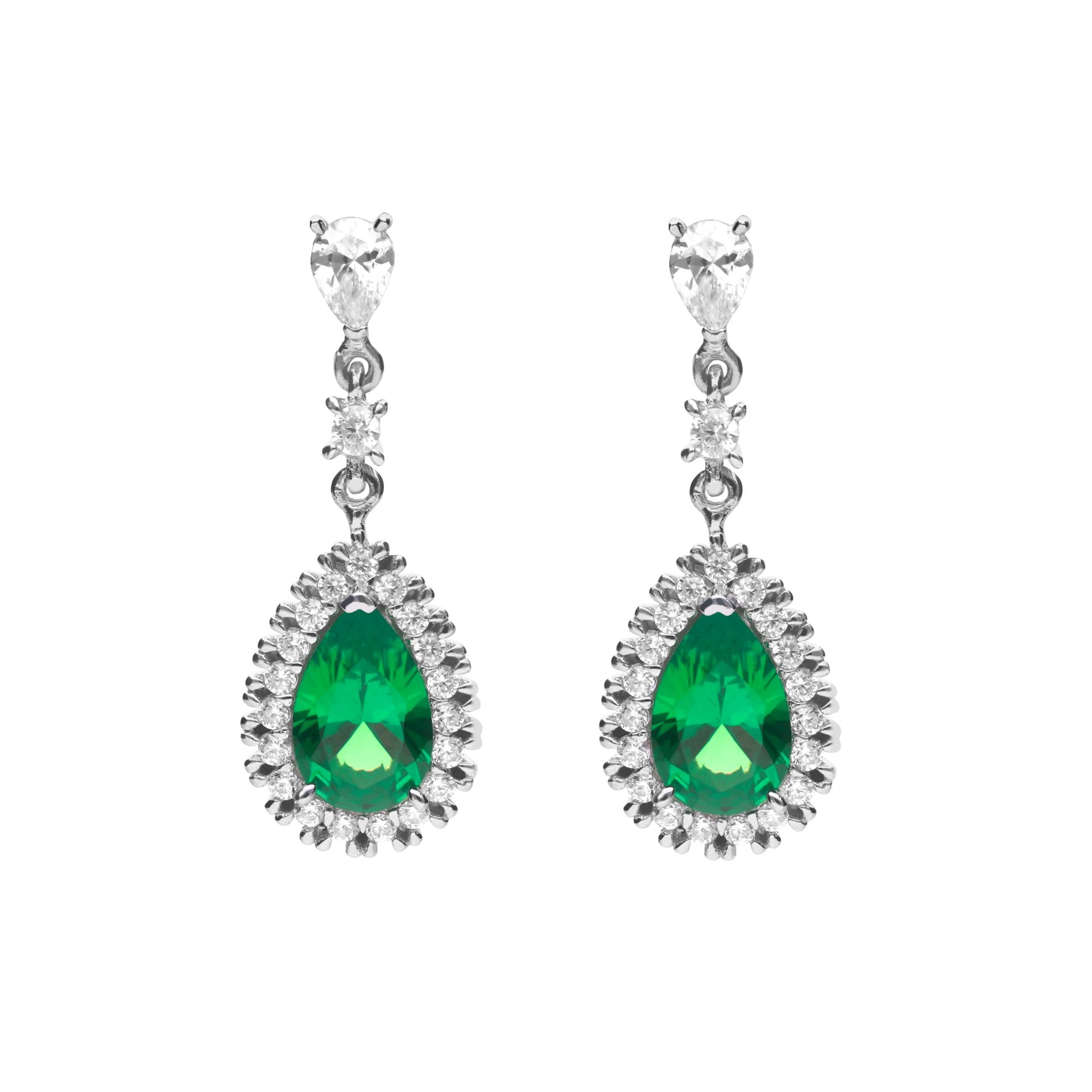 SILV ZIRC DIAMONFIRE GREEN PAVE DROP ERS