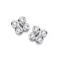 SILVER CZ ICONIC BOODLED MIRROR MOTIF STUD EARRINGS