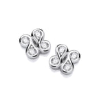 SILVER CZ ICONIC BOODLED MIRROR MOTIF STUD EARRINGS