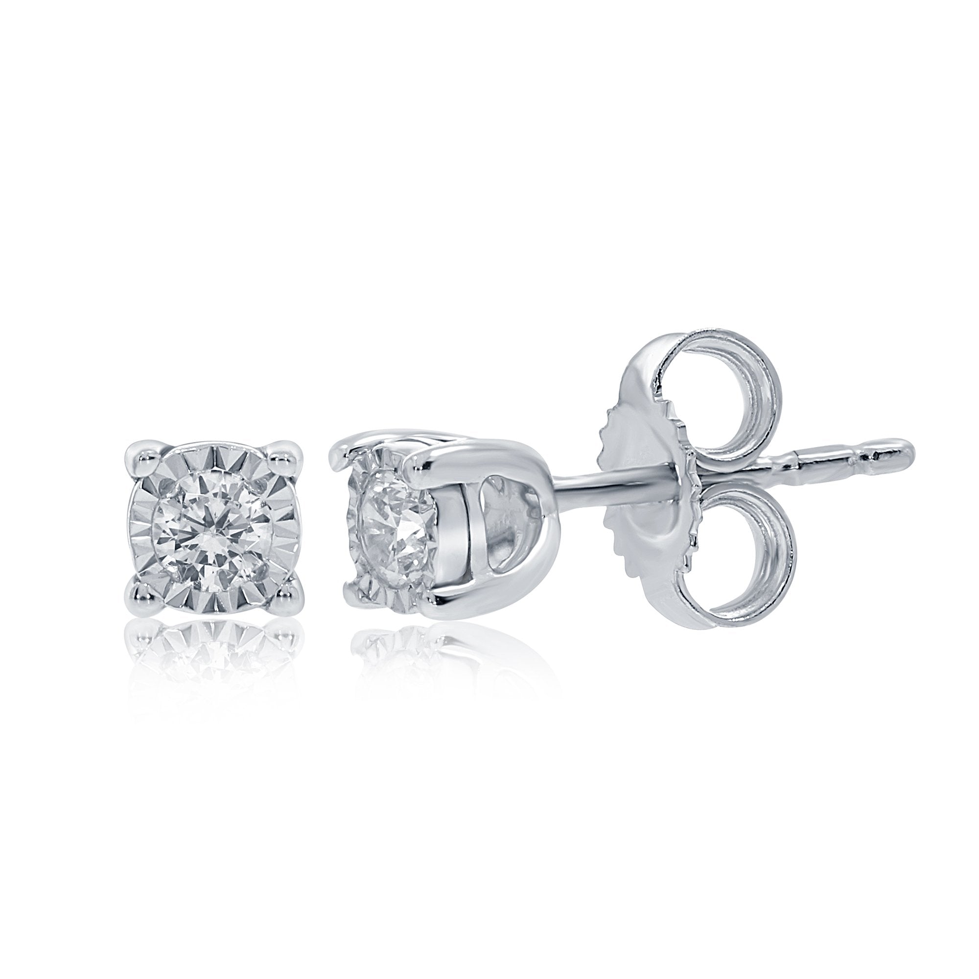 9WG DIAMOND 0.12CT MIRACLE PLTE STUD