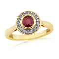 9YG RND RUBY DIAMOND RUB SET CROSSOVER RING