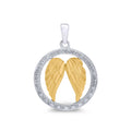 9YG RND DIAMOND ANGEL WINGS PENDANT