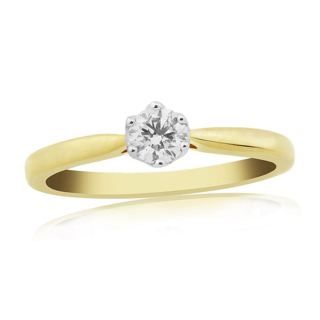 9YG 6 CLAW DIAMOND (0.25CT) SOLITAIRE RING