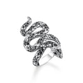 T SABO SILV BLKNED BLK CZ SNAKE RING
