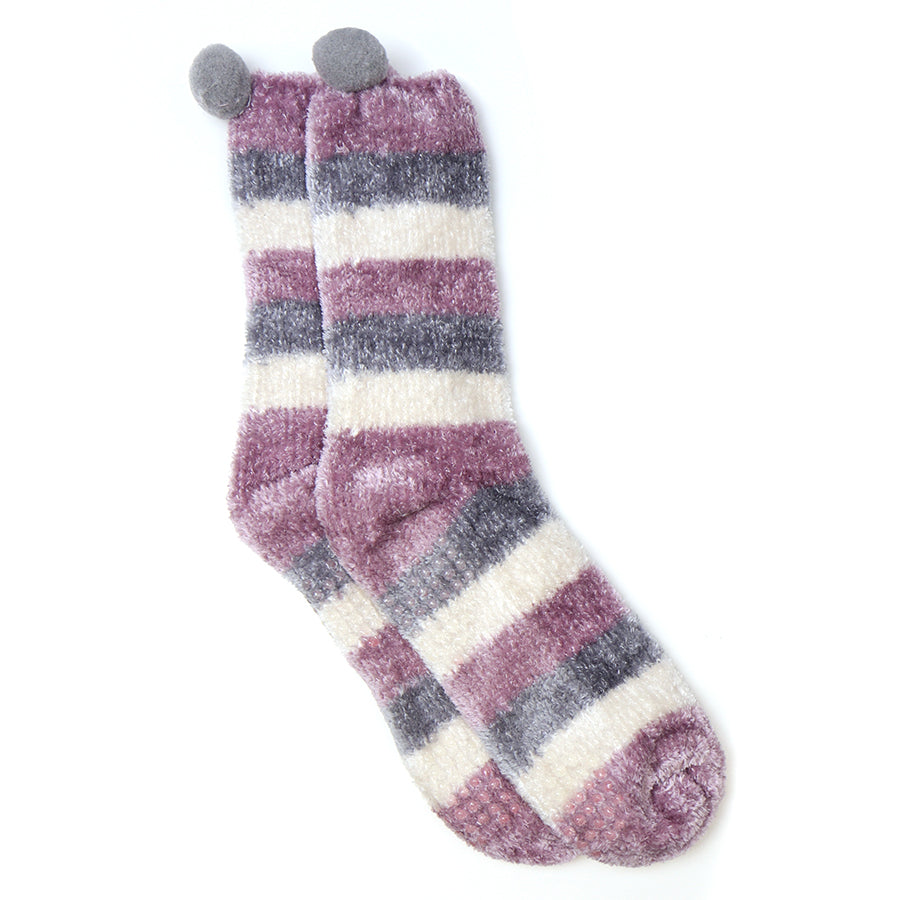 POM COSY LILAC STRIPE SOCKS