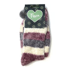 POM COSY LILAC STRIPE SOCKS