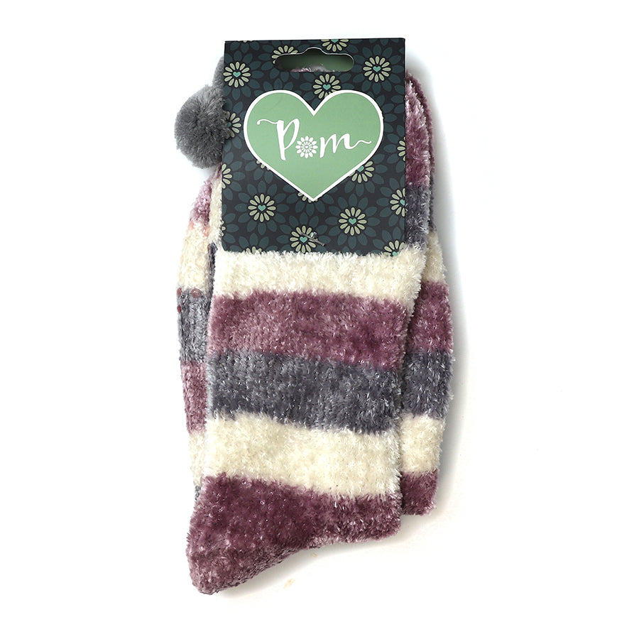 POM COSY LILAC STRIPE SOCKS