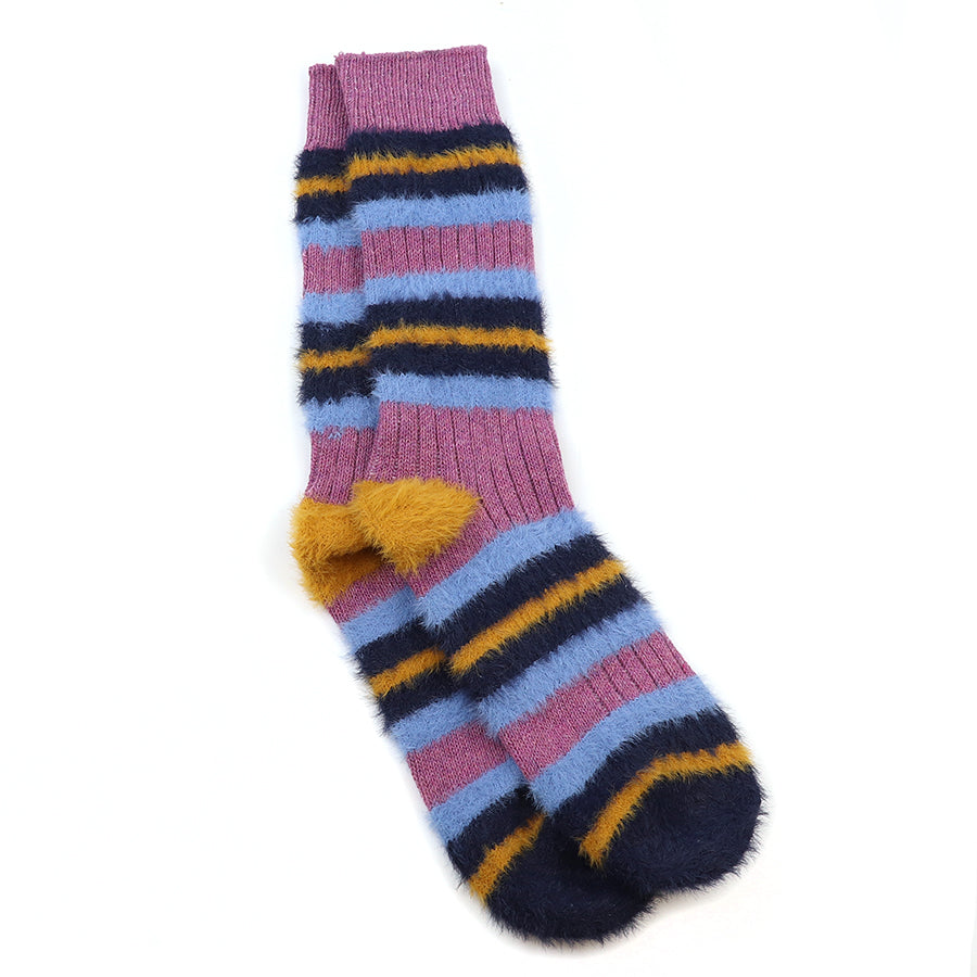 POM PURPLE MIX COSY STRIPED SOCKS