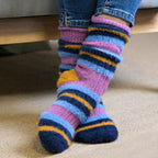 POM PURPLE MIX COSY STRIPED SOCKS