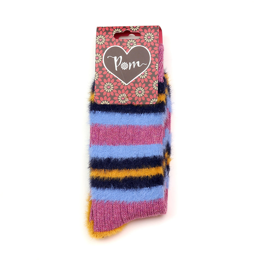 POM PURPLE MIX COSY STRIPED SOCKS
