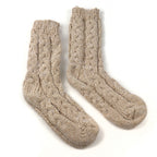 LIGHT BEIGE CHUNKY CABLE KNIT SOCKS