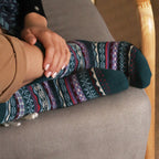 POM TEAL STRIPED COSY SOCKS