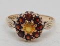 9YG 2.6G RND CITRINE & 8 GARNET RING - M | PREOWNED
