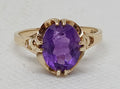 9YG 4.2G AMETHYST 4 DBLE CLW RING | SIZE N - PRE OWNED
