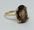 9YG 4.2G OVL SMOKEY QTZ 4 CLAW RING | SIZE N - PRE OWN