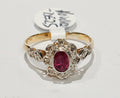 18ct Yellow Gold Ruby & Diamond Cluster Ring
