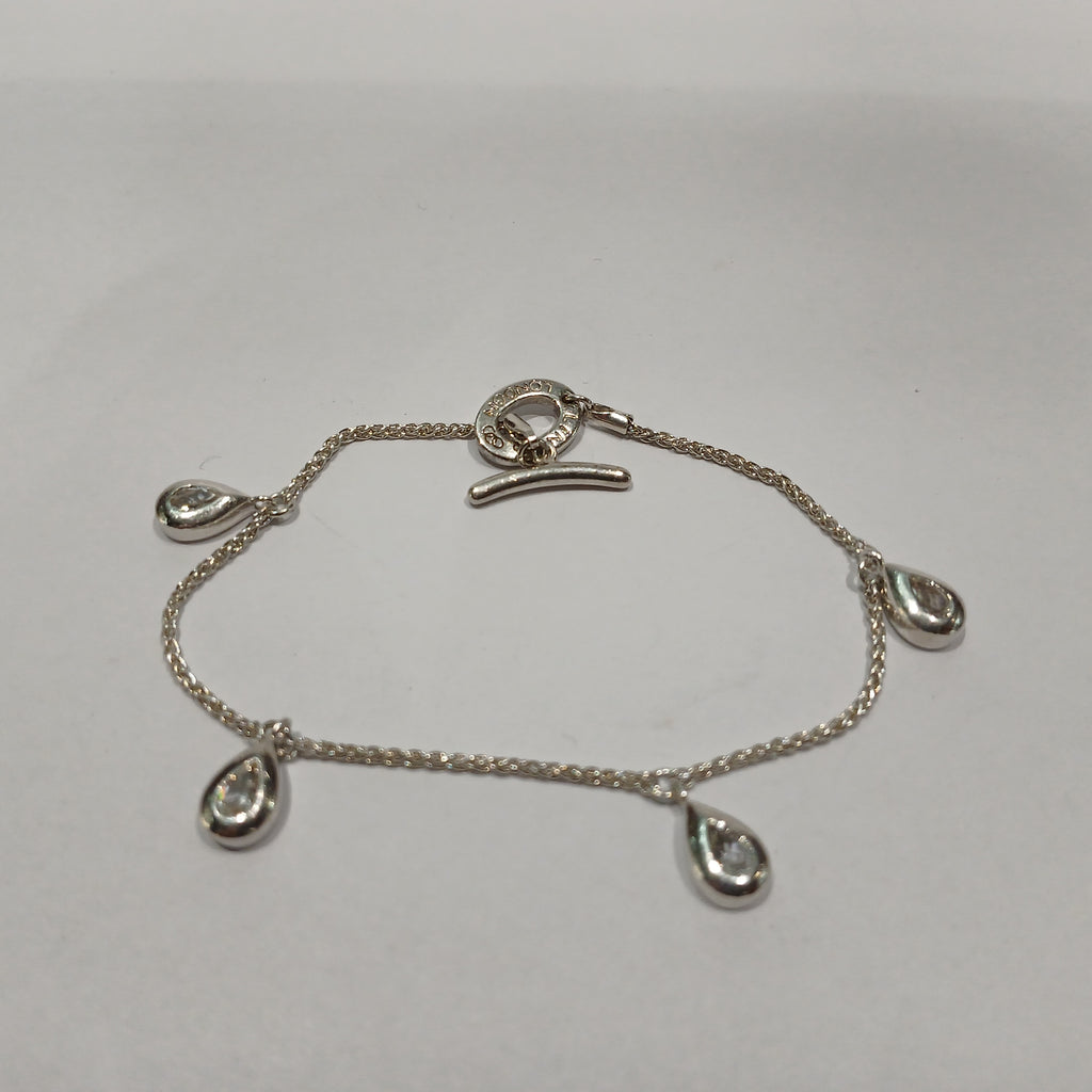 SILVER 4 WHITE CZ TEAR DROP LINKS OF LONDON BRACELET