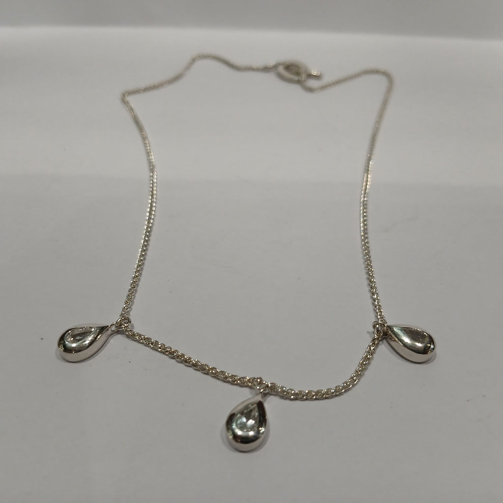 SILVER 3 WHITE CZ TEAR DROP LINKS OF LONDON NECKLET