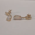 14CT YELLOW GOLD IRREGULAR SHAPE OPAL DROP EARRINGS