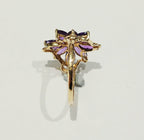9YG 2.6G 8 AMETHYST & DIA FLOWER CLUSTER RING S | PRE OWNED