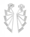 LADIES SILVER ART DECO TRIPLE STUDS