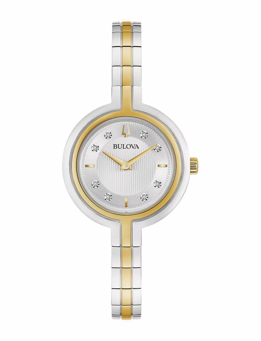 LDS BULOVA TT RND SILV CRYST SET DL. BW
