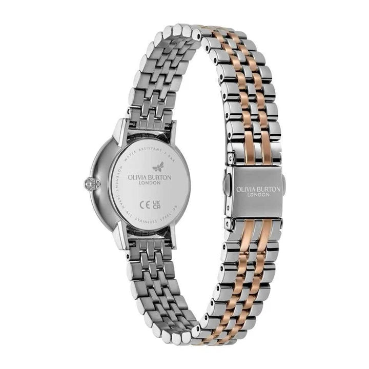 LDS SS RGP OLIVIA B RND BEE HONEYCOMB SILV 28MM DL CZ OUTER BEZEL