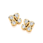 SILVER GOLD VERMEIL CZ ICONIC BOODLED MIRROR MOTIF STUD EARRINGS